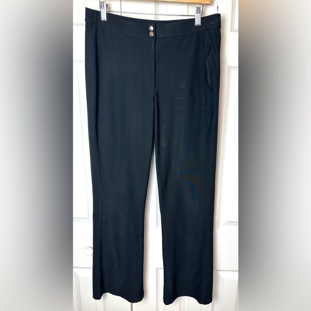 NIKE Dri-Fit Training Referee Pants Black Stretch Knit Zip Pocket Double Snap